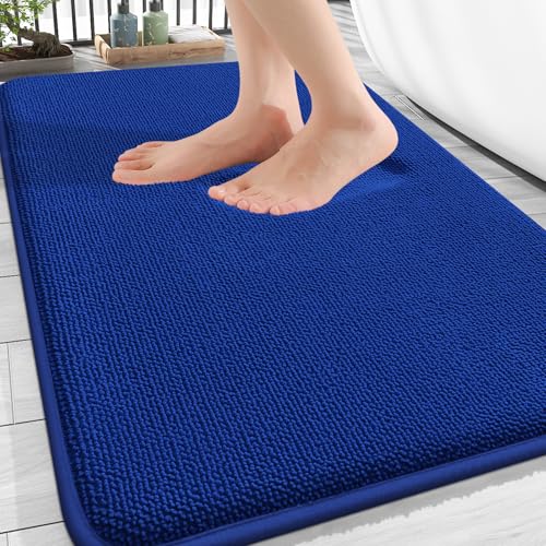 Image of OLANLY Thick Memory Foam Bath Mat Rug 30x20, Extra Soft Absorbent Bathroom Rug, Quick Dry Bath Mats, Non-Slip, Machine Washable Carpet for Bathroom, Tub and Shower, Home Decor Accessories, Royal Blue