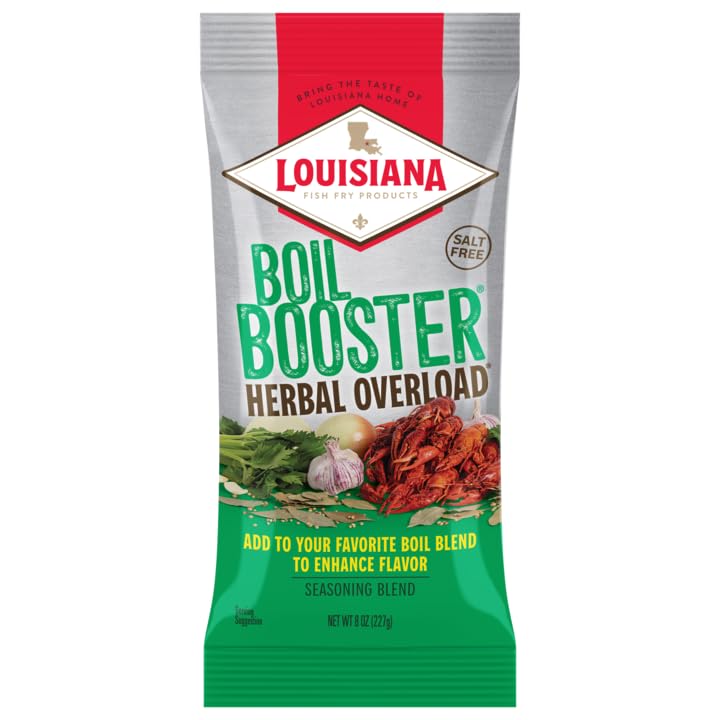 Louisiana Fish Fry Boil Booster Salt-Free Seasoning Blend, Herbal Overload, 8 Ounce (Pack of 12)