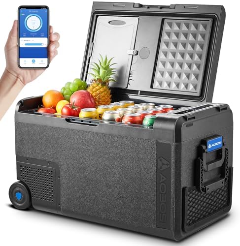 AAOBOSI Nevera Portatil 38L, Nevera 12V Compresor -20°C a 20°C, 12/24V y 100-240V Rugged Nevera para Coches, Casa, Viaje...