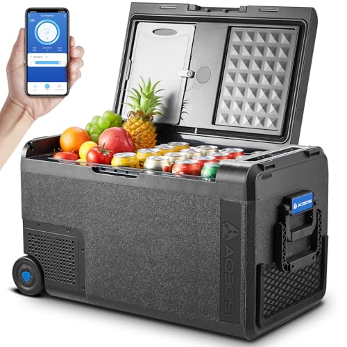 AAOBOSI Nevera Portatil 38L, Nevera 12V Compresor -20°C a 20°C, 12/24V y 100-240V Rugged Nevera para Coches, Casa, Viajes, Barco, Autocaravana, Camping y pesca