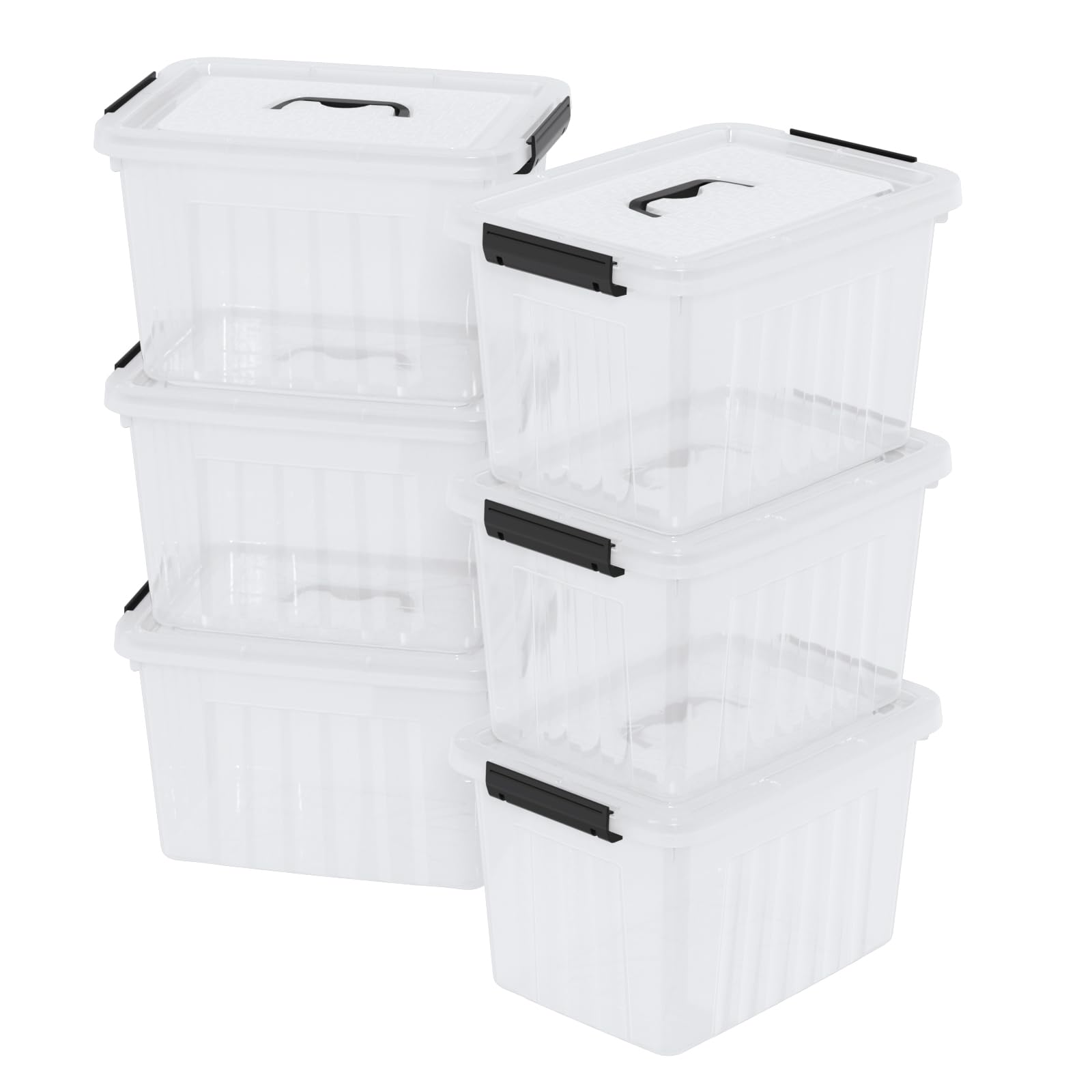 10 Litri Scatole Plastica con Coperchio, Scatole Portaoggetti Plastica Trasparente, Set di 6