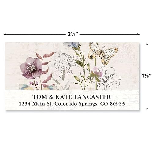 Colorful Images Boho Wildflowers Return Address Mailing Labels, Personalize with Name & Addresses, Set of 144 Self Adhesive, Easy Peel Flat Label Sheets, 1⅛" x 2¼", 4 Designs