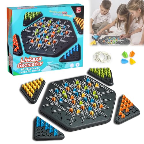 Chain Triangle Game, Triggler Juego de Mesa GomasTriangulos, Mesa de Ajedrez en Cadena, Juego de Ajedrez Triángulo de Cadena para Niños Adultos, Juegos Clavijas Triangulares, 2-4 Jugadores