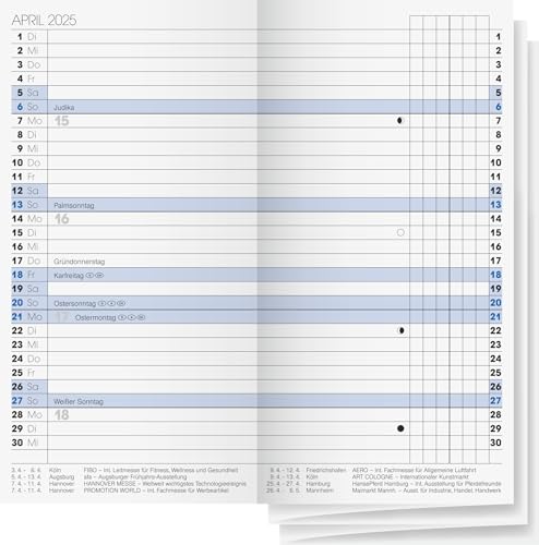 BRUNNEN Wochen-Ersatzkalendarium Mod. 740 2025 | 78×153 mm