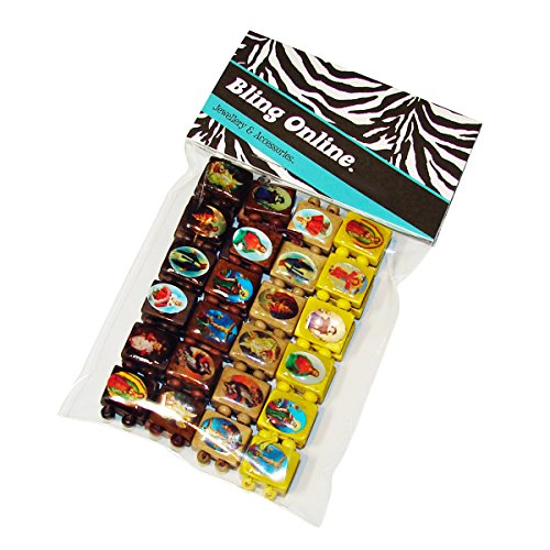 Bling Online 4pc Pack of Wooden Bead All Saints, Religious Icons, Catholic, Jesus Bracelets.
