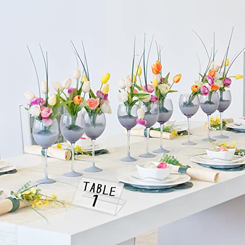 Openfly Mini Clear Acrylic Sign Display Holder, A-Shape Sign Holders With Blank Labels, 2.4X 1.6Inch Horizontal Slanted Price Name Card Tag Label Stands Small Signs For Food, Buffet, Office, Home #TOP3