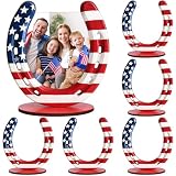 Bucherry 6 Pcs Wooden Photo Frame (Horseshoe,Red,White,Blue)