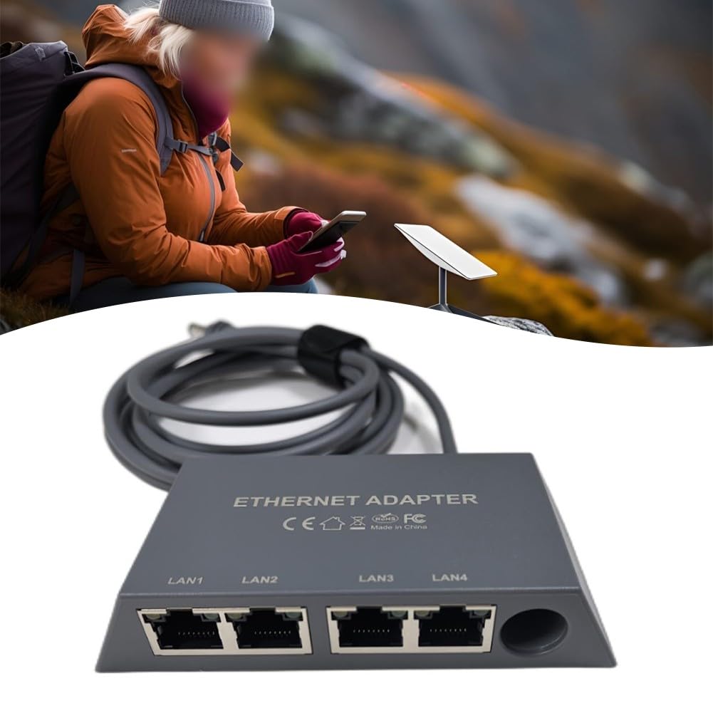 Adattatore Gigabit Ethernet a 4 porte per Starlink Gen 3 e Mini, splitter di rete RJ45 con cavo da 0,5 m, Plug and Play per router, PC, console di gioco, grigio