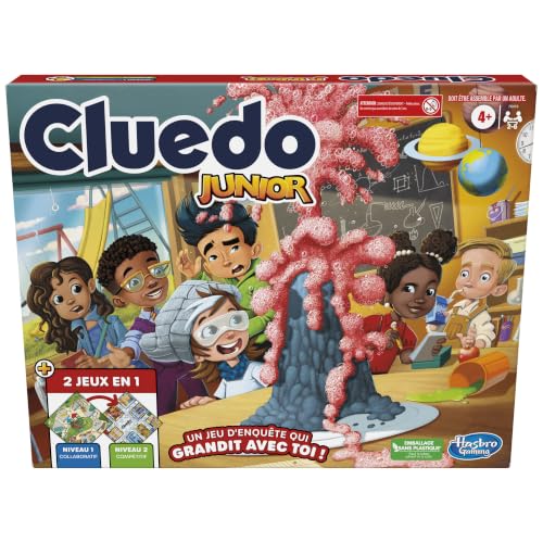 Hasbro Gaming Cluedo Junior Réversible, 2 en 1, Jeu de Détective Cluedo pour Jeunes, Jeu de mystère, Jeux de Société pour Enfants