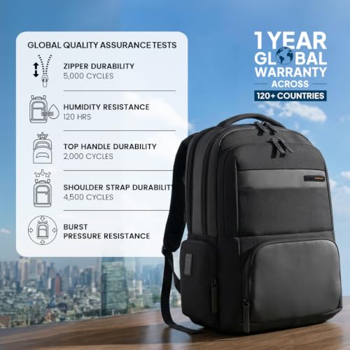 Image of American Tourister Verve 17 inch Laptop Backpack | USB Charging Port | Smart Trolley Sleeve | Hidden Pocket | Tractum Suspension Straps | Office Bag for Men and Women | 1 Year Global Warranty