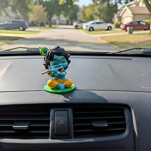 Image of Bal Roop Idol Laddu Gopal Lord Krishna 2.5 Inch Murti - Resin Krishna Statue for Car Dashboard, Home Temple & Office Desk Decor, Spiritual Showpiece for Pooja, Festive Gift & Home Decoration