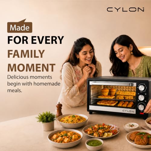 Image of CYLON OvenX Multi-Function 25 Litre OTG for Kitchen | 1300W Oven Toaster Griller with Adjustable Temperature & Timer | Bake, Grill & Toast, Oven for Baking - Silver