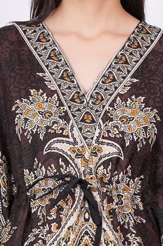 LAPSHA'S Women's Kaftan Dress Beach Cover Up Tribal Ethnic Print Plus Size Loose Kimono Maxi Dress4