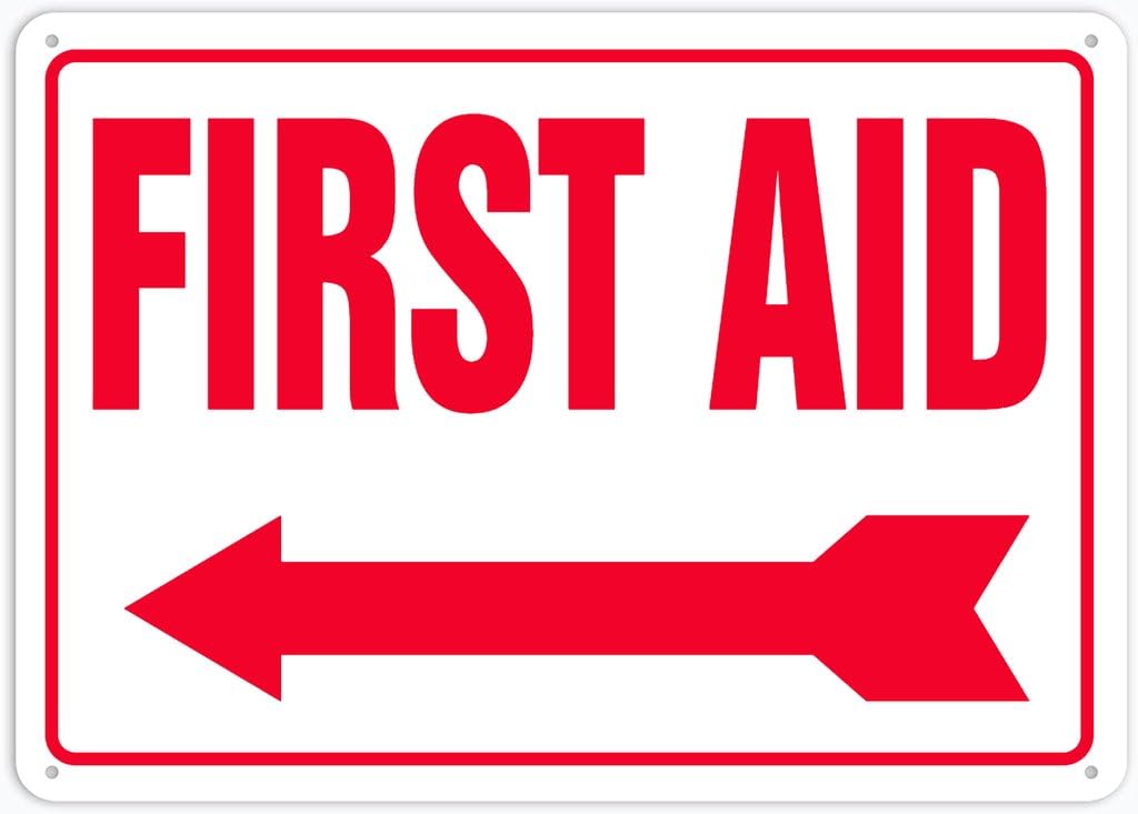 8"x12" Rust Free Aluminum Metal Sign - First Aid Left Arrow - Weatherproof, Heavy Duty - For Home & Business