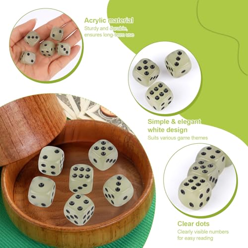 10 Stück Leuchten Spielwürfel, D6 Leuchten im Dunkeln Dice, 15mm Acryl Würfel mit Runden Ecken für Tischspiele, Party und Familie, Neuheit Würfel für Spannende Spieleabende