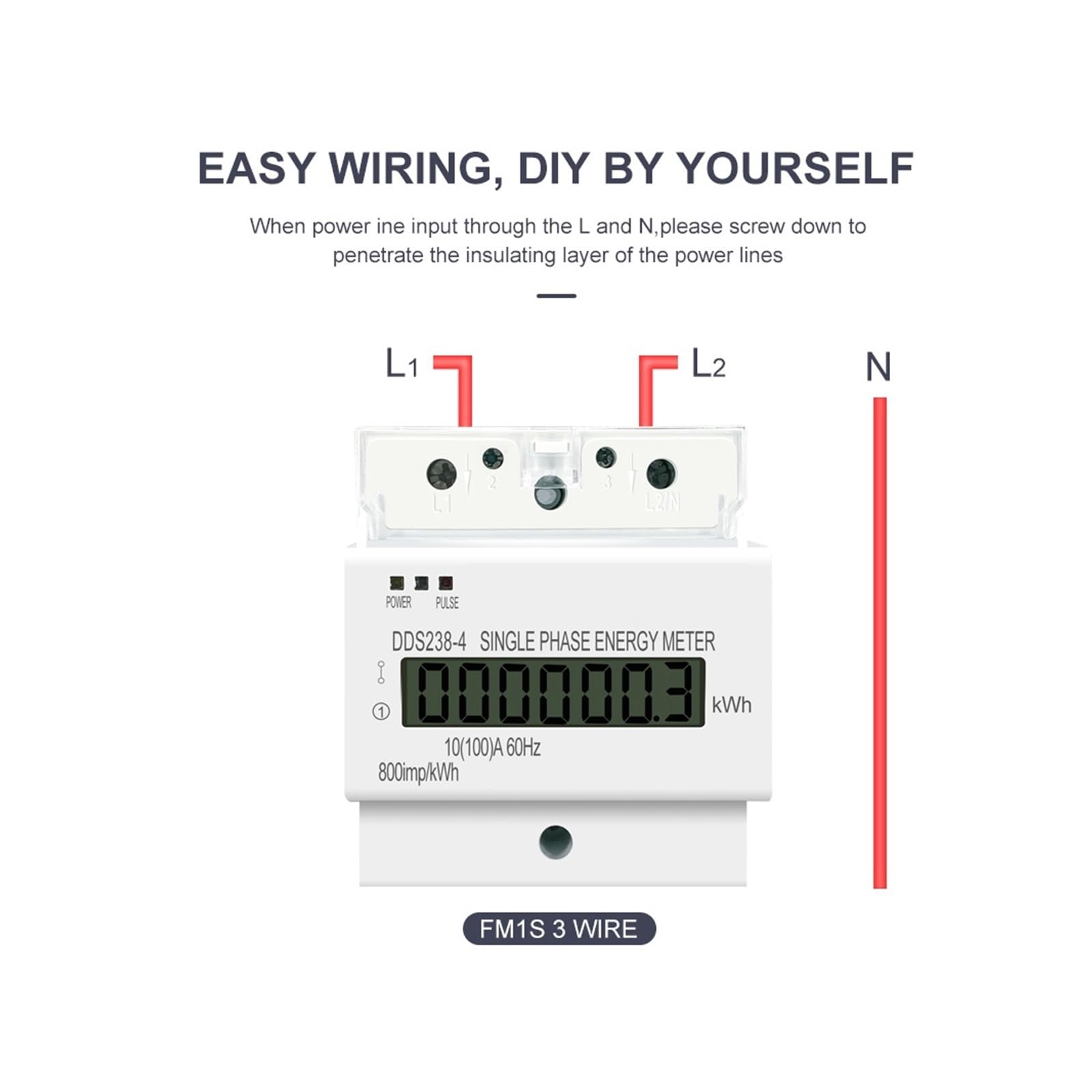 Monitoraggio Dell'Energia del Contatore Intelligen Contatore di Energia su Guida DIN KWH Watt/Ora Monofase A Tre Fili da 10 (100) A 60 Hz LCD