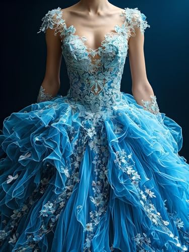 Diamond painting robe de mariée bleue pour salon chaleureux en automne