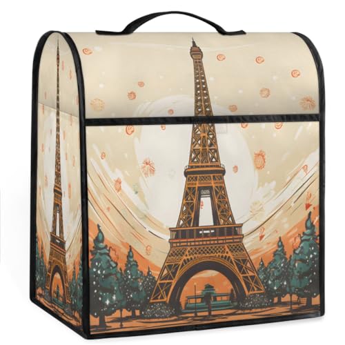 Coffee Maker Cover Eiffel Tower Printing Kitchen Appliance Covers Small Appliance Covers Blender Cover Juicer Cover Dust Covers for Kitchen Appliances with Top Handle and Pockets,Washable,C394