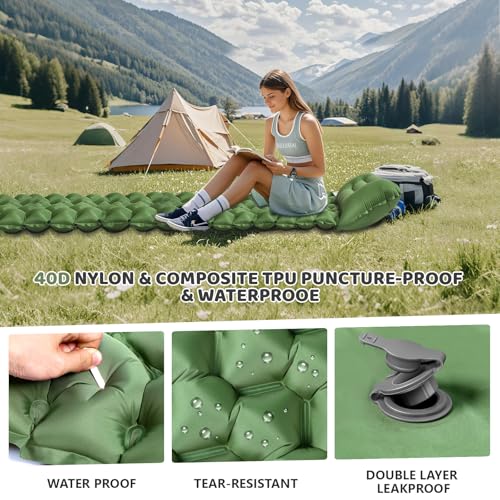 Sleeping Pad,4'' Thick Camping Sleeping Pad with Pillow& Foot Pump - Image 5