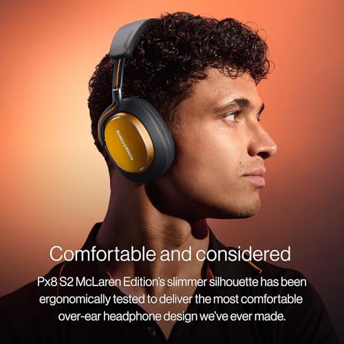 Image of Bowers & Wilkins Px8 S2 McLaren Edition Wireless Noise-Cancelling Over-Ear Headphones with Bluetooth Audio, Quick Charge Function, 30 Hours High Resolution Playback and Microphone