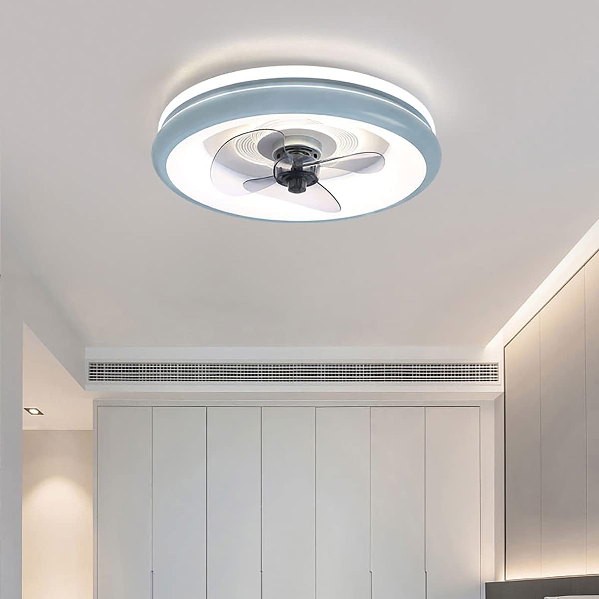 YUEGOO Modern Ceiling Fan Chandelier Ceiling Fan Remote Control, Ceiling Fans with Lamps, Led Ceiling Fan Light in Lighting 3 Speeds, Living Room Fan Light Ceiling Bedroom/Blue