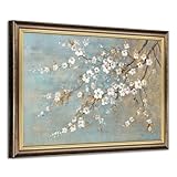 Arte de pared rústico floral enmarcado: lienzo de flores rústicas grandes, oficina en casa