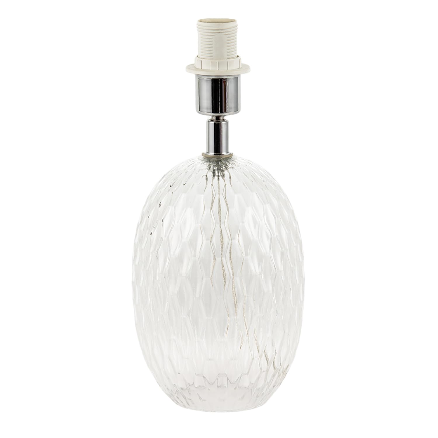 Happy Homewares Unisex Clear Elegant Glass Table Lamp Base With Textured Diamond Cut Pattern