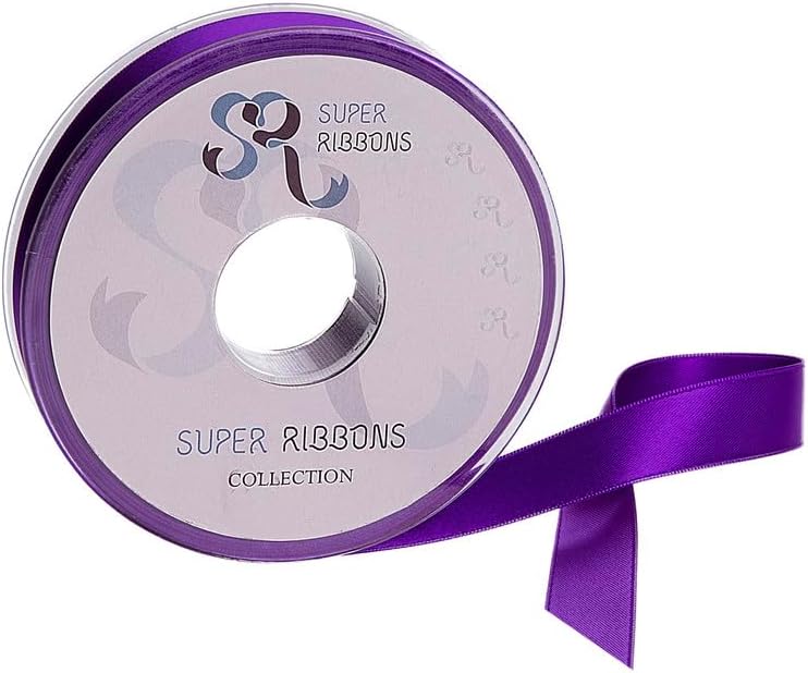 SR- Full Reel 10mm Double Faced Satin Ribbon, 20 Metres on Reel - Purple