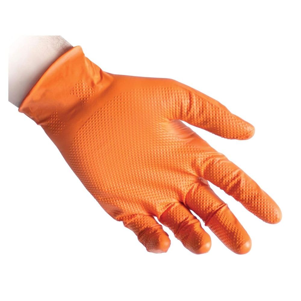 REFLEXX N85 500 Guanti in nitrile ARANCIONI SP - FULL GRIP - pacco da 500 PZ - VARIE TAGLIE OFFERTA - USO PESANTE PER MECCANICI CARROZZIERI (M)