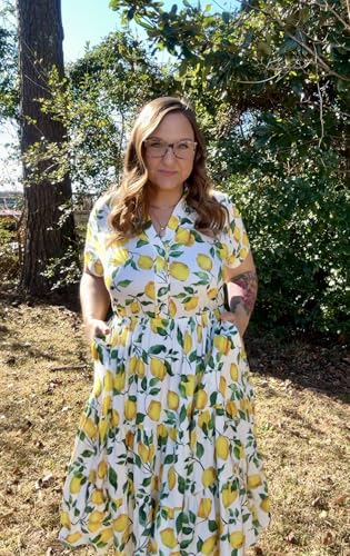 Image of CARCOS Plus Size Dresses for Curvy Women Collared Vneck Short Sleeve Dresses Midi Summer Ruffle Dress with Pocket XL-5XL