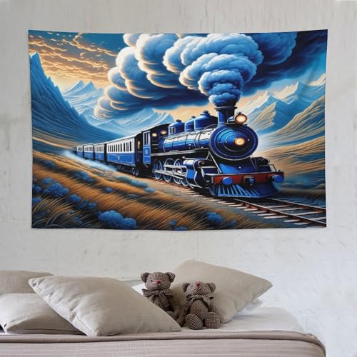 Tapisserie murale train à vapeur rideau de tissu déco pour dortoir et chambre