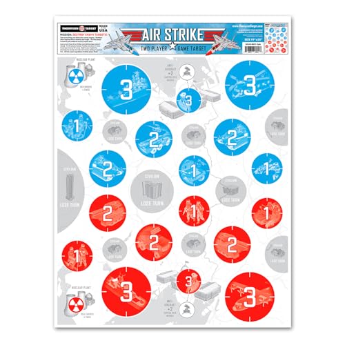Thompson Target Air Strike Shooting Game Paper Targets, 19x25 inches, Turn Based Fighter Jet Bomber Strategy Range Competition, Made in USA