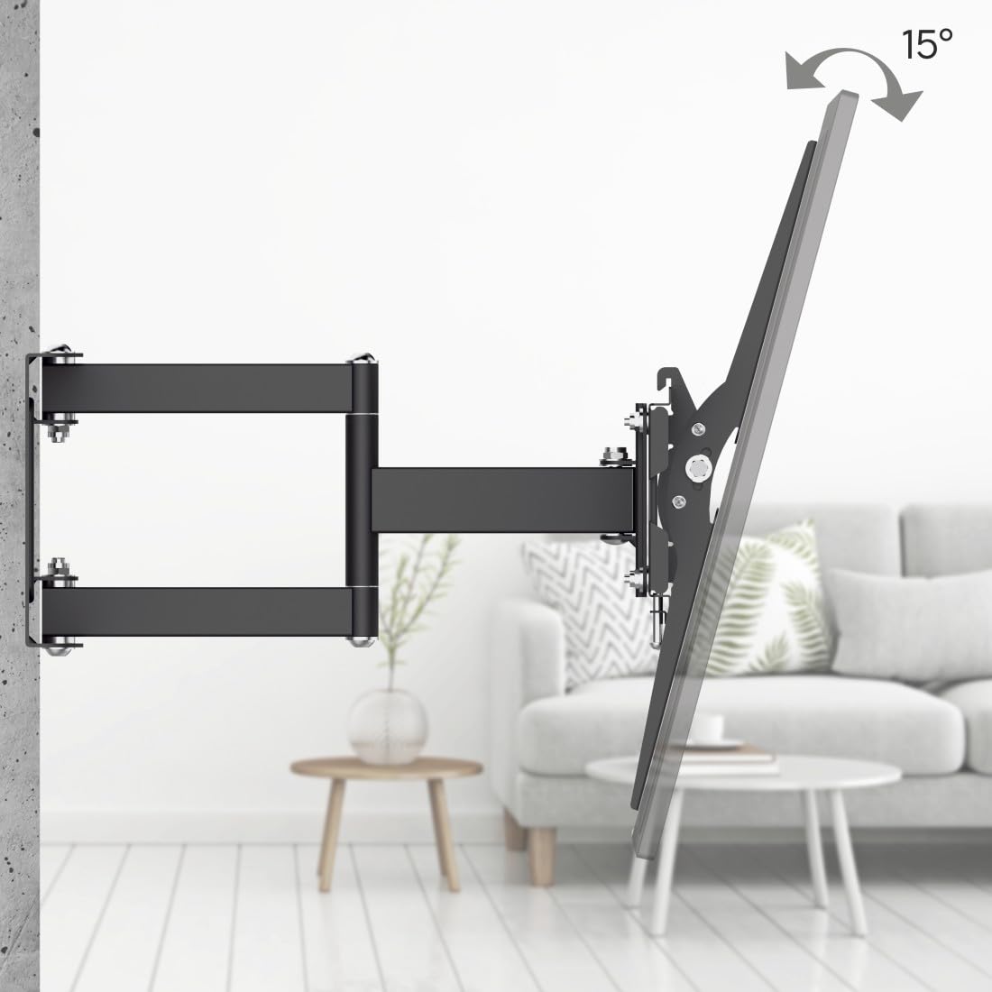 Hama TV Wandhalterung Schwenkbar & Neigbar 32–75 Zoll (81–191 cm) – Vollbeweglich, Ausziehbar, VESA 400x400 – Fernseher Wandhalterung mit Montagezubehör, Wasserwaage & Fischer Dübel