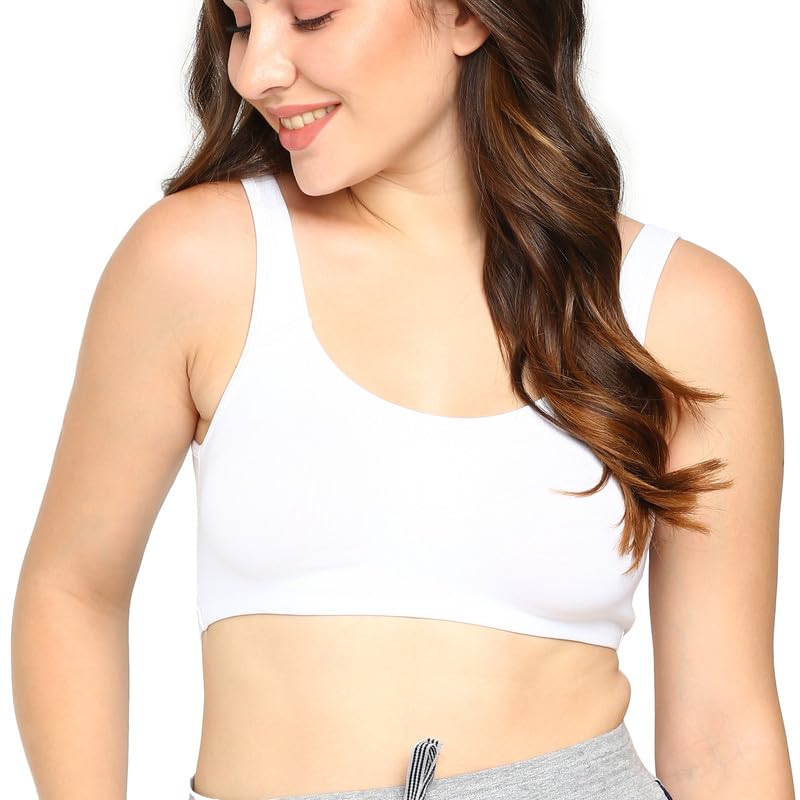 Image of BLOSSOM Women's Anti- Microbial Treated Fabric Double-Layered Cups, Keyhole Back Design, and Easy Slip-On Everyday Bra Aesthetic Bra