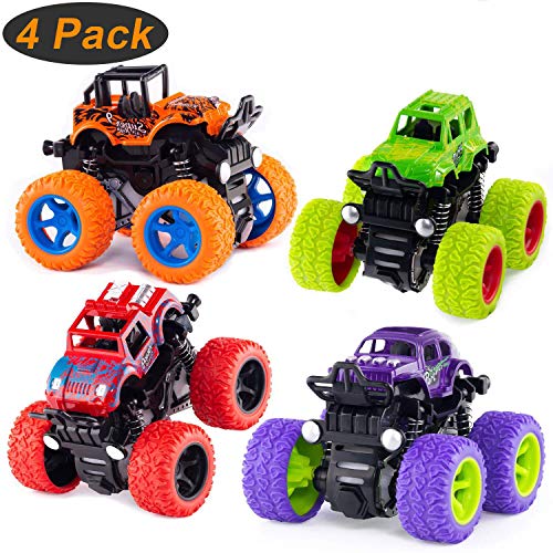 Monster Truck Toys, Toddler Toys Pull Back Cars, 4-Pack Pull Back Vehicles