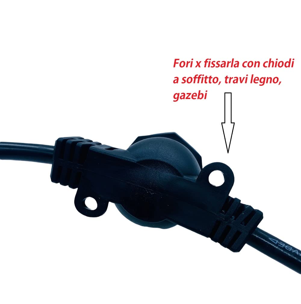 Catenaria LED Impermeabile 10mt - 10 Portalampada E27, Per Esterni, IP54 - Foto 9