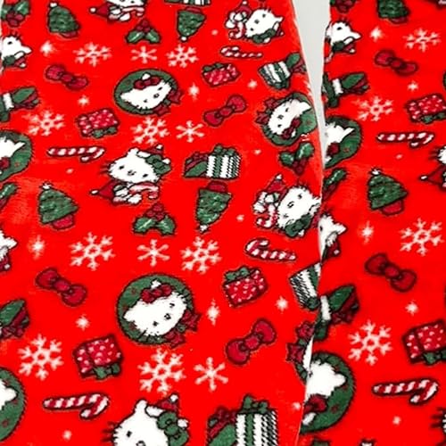 Image of BIUGNVW Anime Pajamas Pants Women Cartoon Family Christmas Pajama Pants Kawaii Flannel Pajama Pants Black and Pink