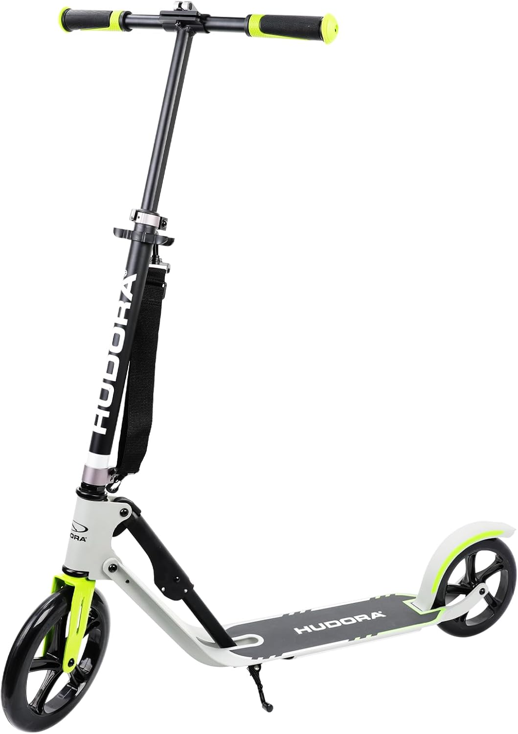Hudora Scooter for Adults - Folding Adult Scooters Adjustable Height, Scooters for Teens 12 Years and up, Kick Scooter for Outdoor Use, Lightweight Durable All-Aluminum Frame 9 inch Gray Single