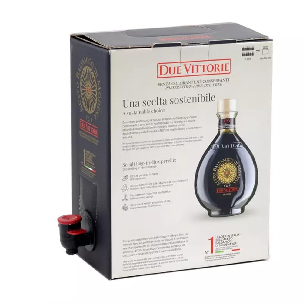 Aceto Balsamico di Modena IGP Due Vittorie Oro Bag in Box 3 lt e bottiglia con tappo dosatore 250 ml