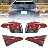 Kspeed Tail Light for 2016 2017 2018 Toyota RAV4 Left&Right Sides Inner&Outer Taillights Set Halogen Brake Lamps Assembly Replacement 8156142211 815500R061 815900R030 815800R030