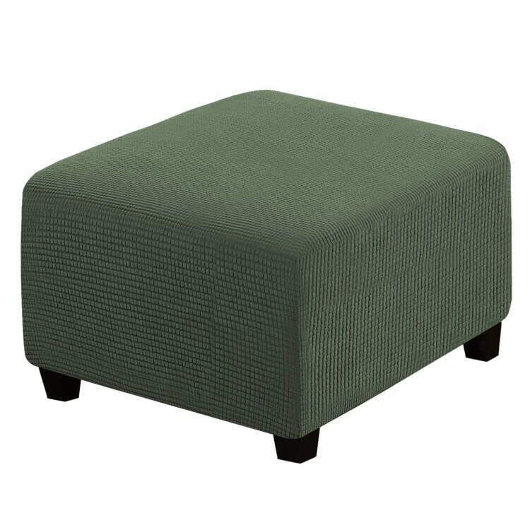 Image of H.VERSAILTEX Square Ottoman Covers Ottoman Slipcovers Folding Storage Stool Furniture Protector Form Fit with Elastic Bottom, Stretch High Spandex Small Checks Jacquard Fabric(Large,Bronze Green)