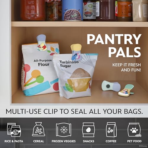 Image of Disney Winnie the Pooh Magnetic Chip Clips, Set of 6 | Airtight food storage bag clips for snack, cereal, and coffee bags, great for pantry and fridge, magnet displays kids artwork