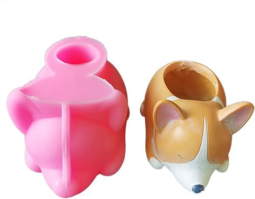 Miniatura 5 de Moldes para macetas de hormigón Corgi para perros, maceta suculenta, moldes de silicona, resina epoxi, arcilla, cemento, portavelas, molde de caja
