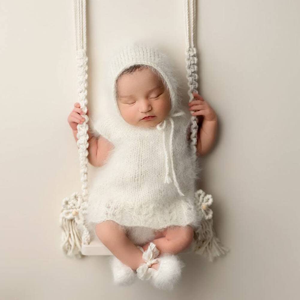 URFEDA Bébé Balançoire Nouveau-Né Garçon Filles Accessoires De Photographie Balançoire en Bois Bébés Meubles Photo ThèMe Accessoires Accessoires pour Studio Photo Shooting Bébé Accessoires Nature
