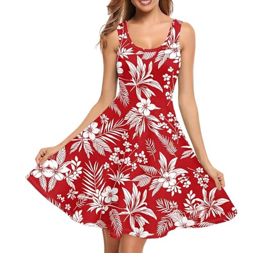 Image of Dreaweet Casual Sleeveless Dresses for Women Girls, Round Neck Tank Dresses with Pockets Summer Sundress Size XS-4XL