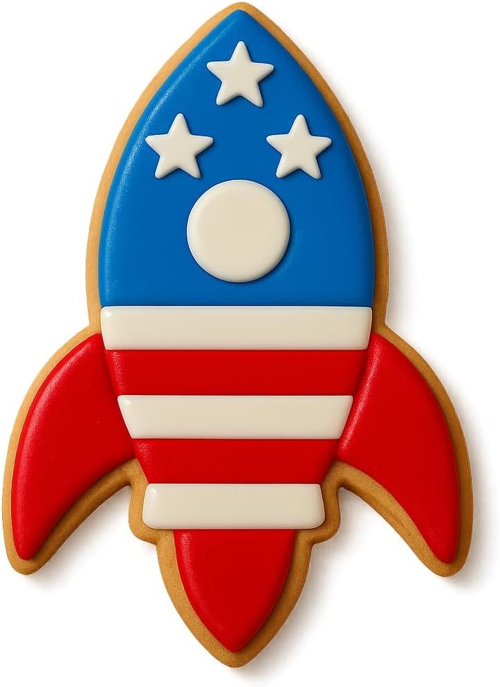 Space Rocket Cookie Cutter & Stamp Set, model A100 4" Made in USA by Mighty Gadget (4 x 2.6 inches) image 3