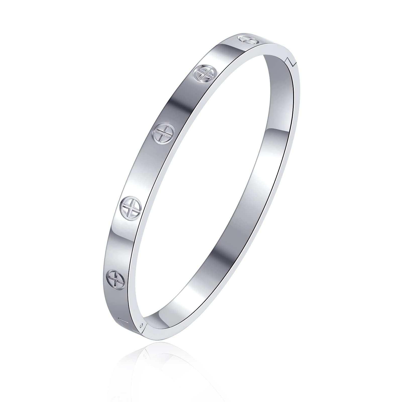 Gleamart Bracciale Love In Acciaio Inox – Bracciale Aperto Lucido Per Donna, 16,8 Cm