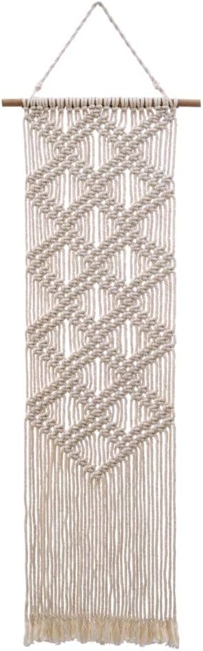 Macrame Woven Wall Hanging Curtain Fringe Banner - Boho Chic Bohemian Wall Decor-BohoTapestry - Apartment Dorm Living Room Bedroom Baby Nursery Art, 12 W x39 L