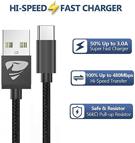 USB C Cable, [2Pack 2m] USB Type C Charging Cable Lead Nylon Braided USB C Charger Cable Compatible with Samsung Galaxy S10 S9 S8 S21 Plus S20 FE A12 A20 A70 A52 A51 A40 A41 A42 Note 20, Google Pixel