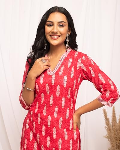 Image of FIORRA Women's Cotton Straight Fit Straight Kurta